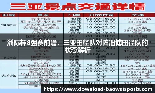 洲际杯8强赛前瞻：三亚田径队对阵淄博田径队的状态解析